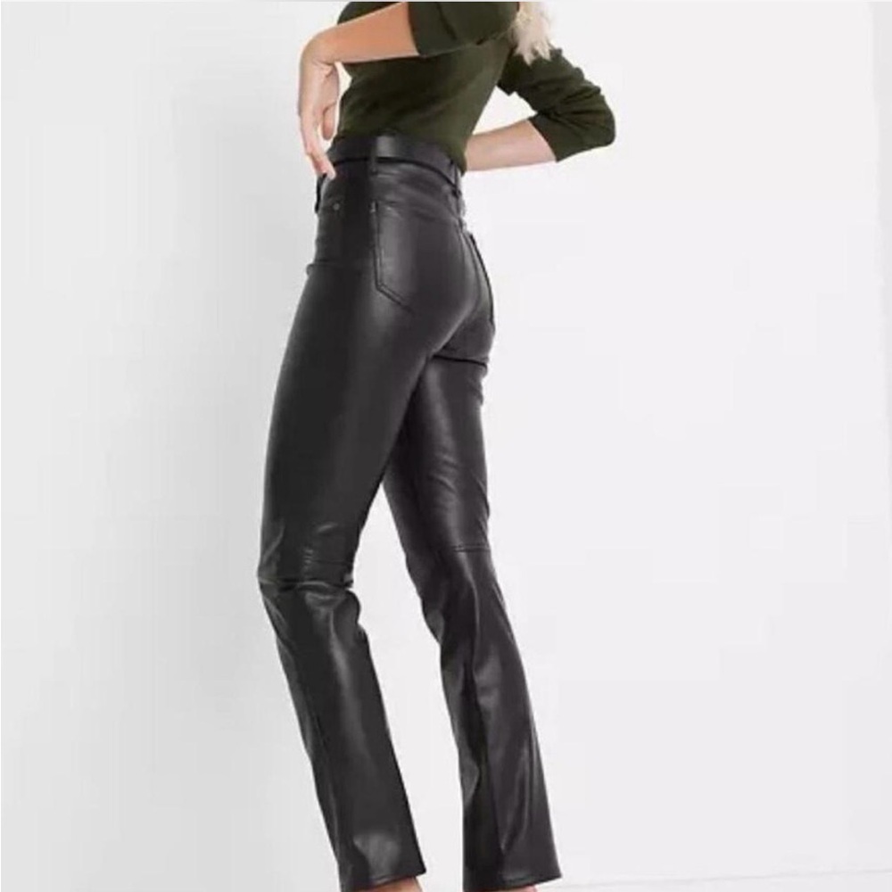 GAP Black Faux Leather Straight-Leg Pants - Picture 4 of 12